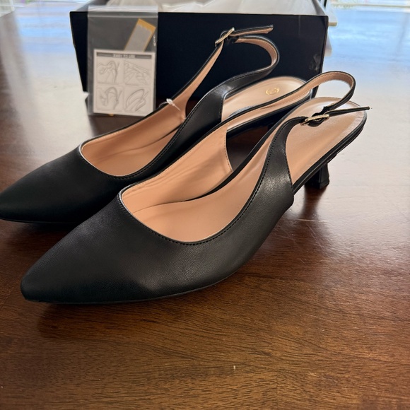 NWT MYSOFT Black kitten heel slingback  size 10 - Picture 5 of 8